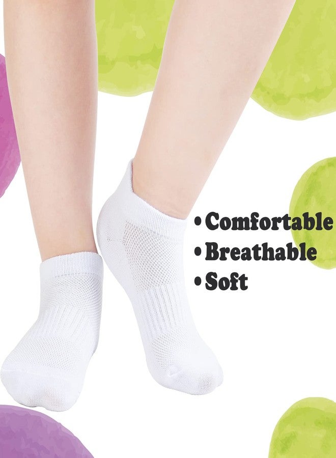 Mini angel Boys Athletic Socks Kids Low Cut Socks 6 Pack Mesh Cotton Ankle Socks Heel Tab Sports Socks for 4-7 Years Youth Girls (White, S) - Image 3
